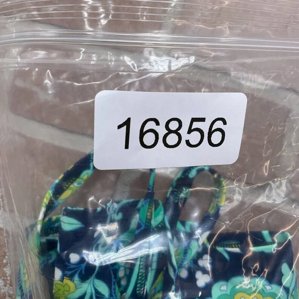 Lands End Tankini Top Women 30D/32C Blue‎ Green Floral Twist Underwire Pads Bra